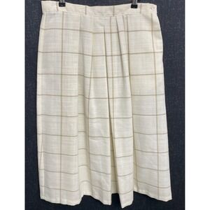 RRRRuss 1970s Vintage Union Made Ivory Plaid Skirt Size 16 Pleated A-Line NWT!
